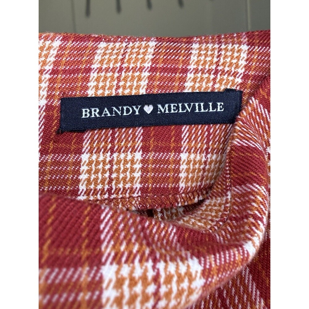 Women’s Brandy Melville John Galt Cara Plaid Mini Skirt Red Beige XS Preppy Y2K - Picture 2 of 6